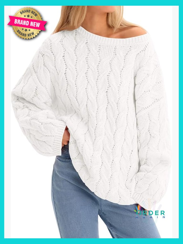 Oversized Cable Knit Sweater Chunky Loose Fit Pullover Cozy Winter Layer